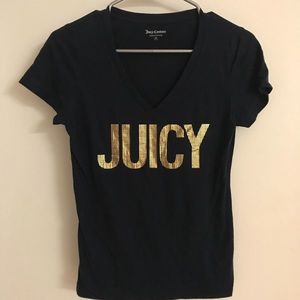 Navy Blue V-Neck Juicy Couture Small T-Shirt